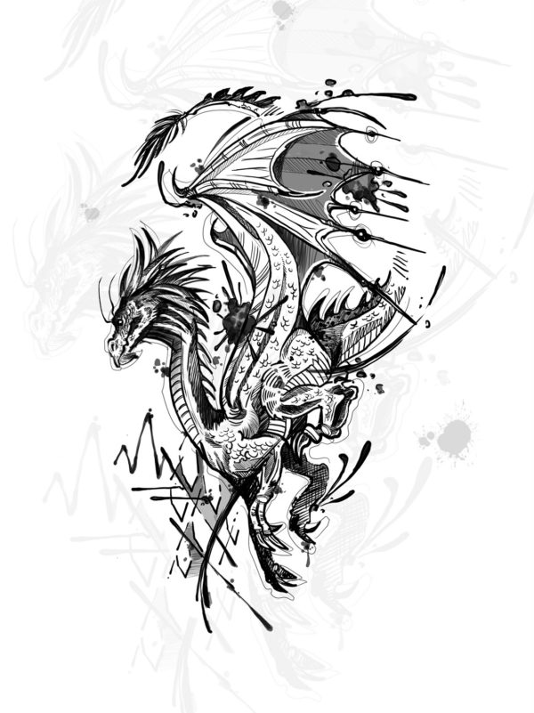 art du croquis en tatouage Dragon